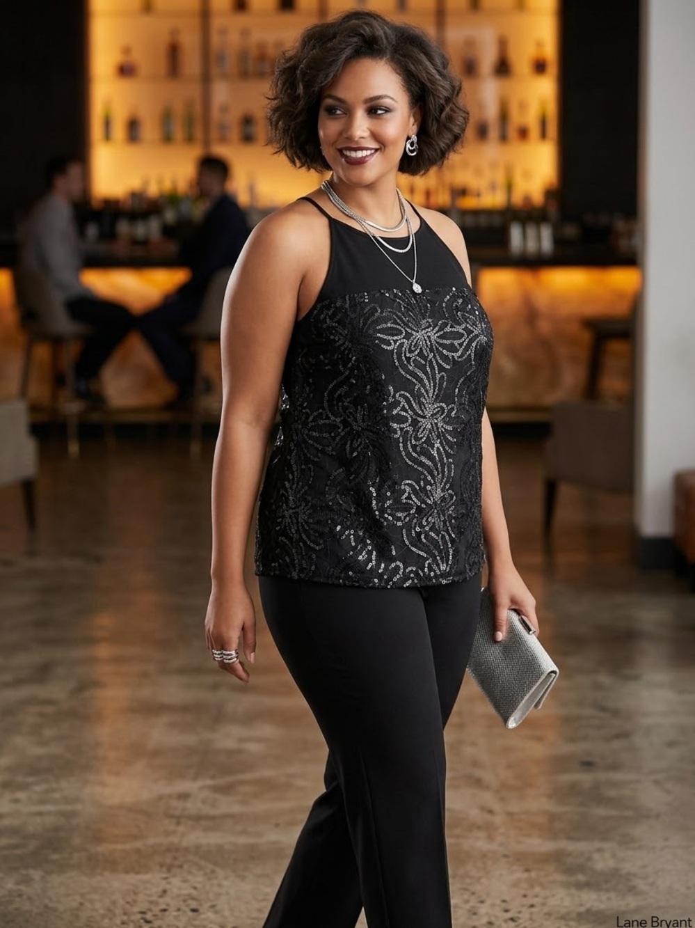 Lane Bryant Black Sequin Shell Top